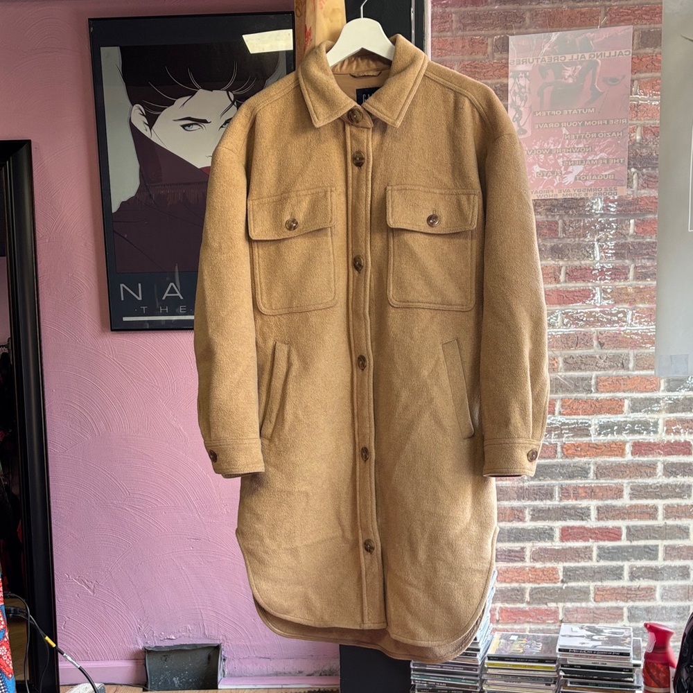 GAP Tan Recycled Wool Blend Long Coat